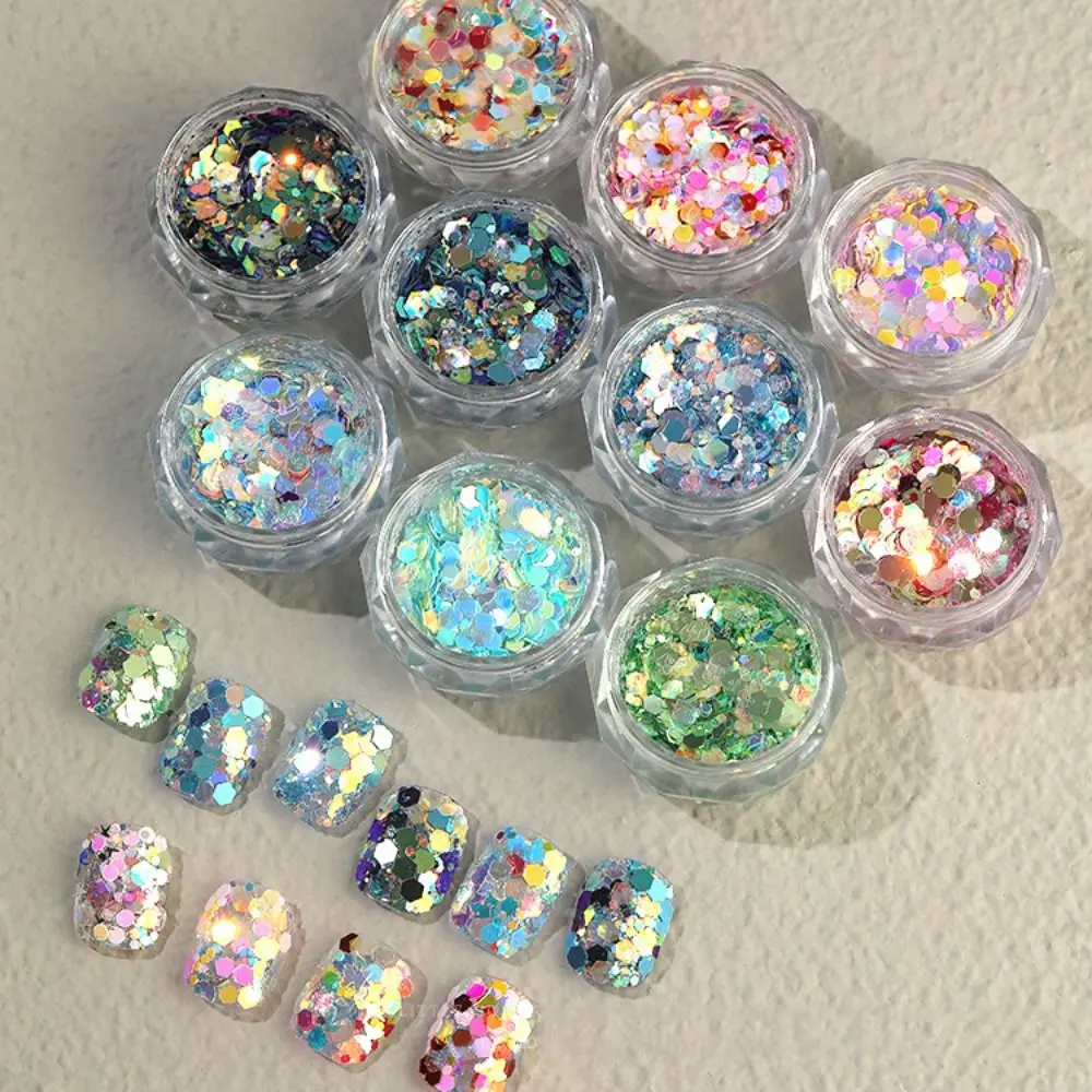 

Trendy DIY Shiny Nail Ornaments Mixed Laser Foils Fingernail Sequins Korean Glitter Manicure Shop Fingertip Salon