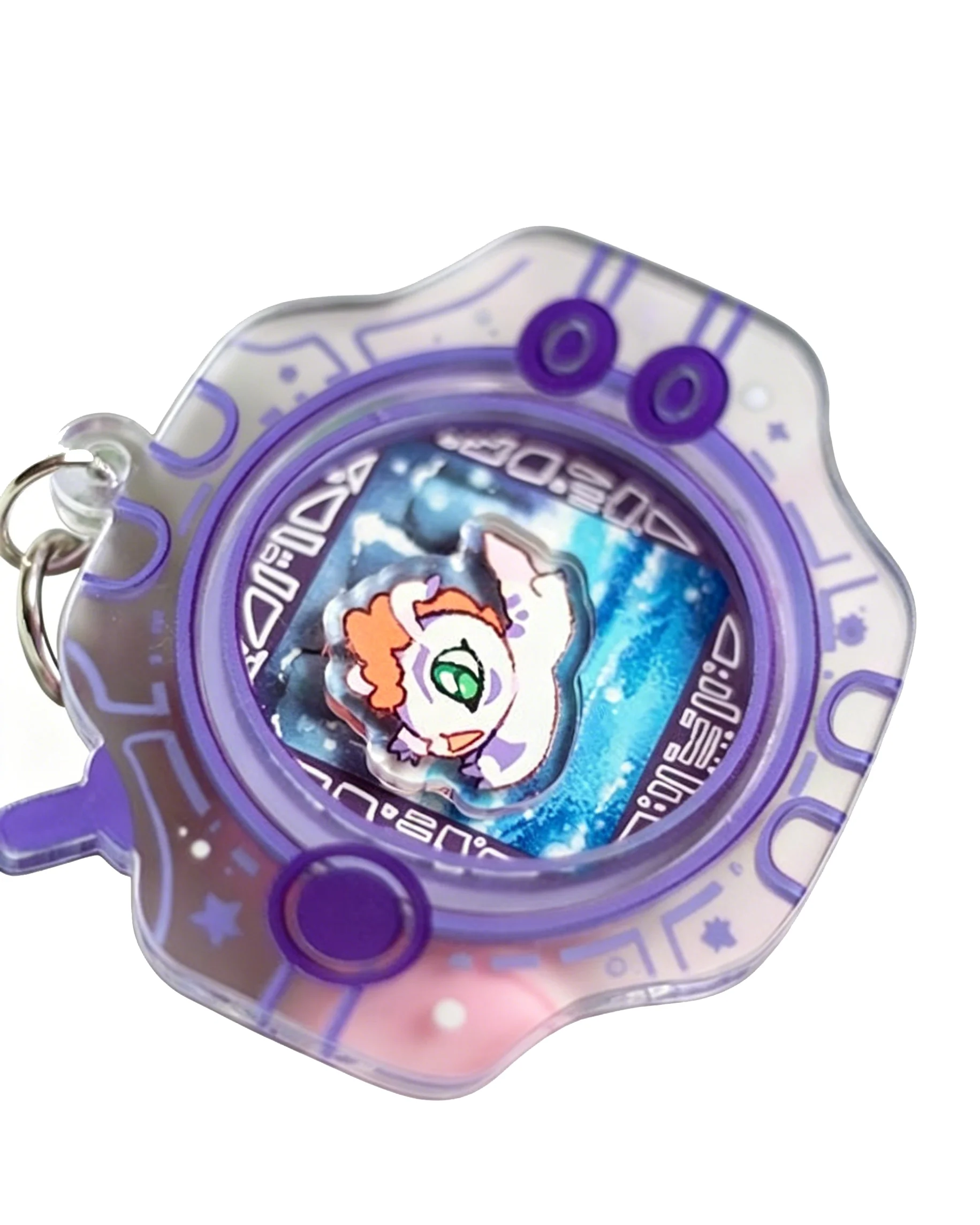 Фото Подвеска для сумки Digimon Adventure Digivice: вращающийся акриловый брелок с Q-V-mon, Palmon, Gatomon, Patamon, Piyomon, Armadillomon №5