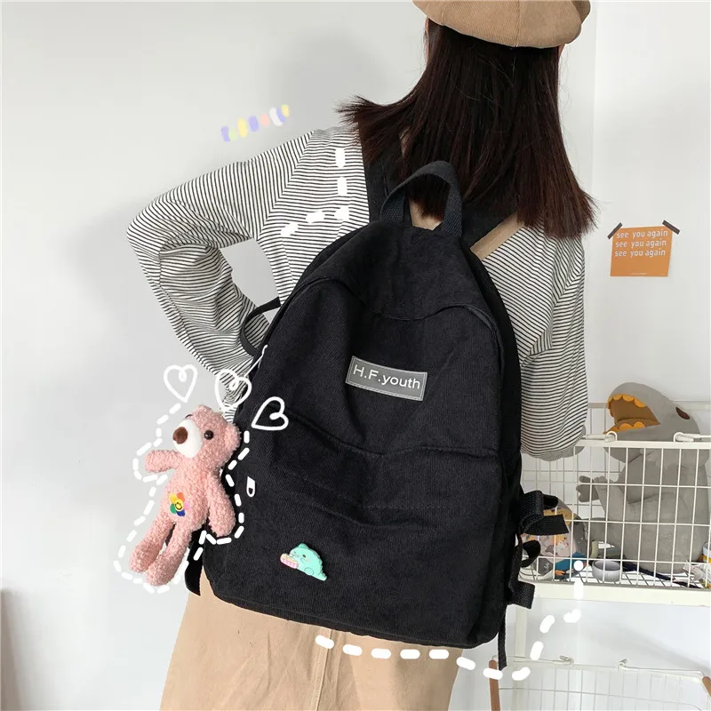

Ins High Quality Corduroy Women Backpack Female College Student Simple Backpacks Junior High School Girls Schoolbags Travel Bags
