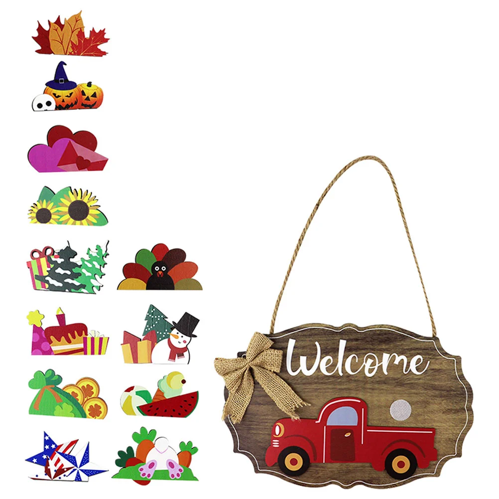 

Crafts Wooden Welcome Board Hanging Decor Creative Pendant Pastoral Style Out Door