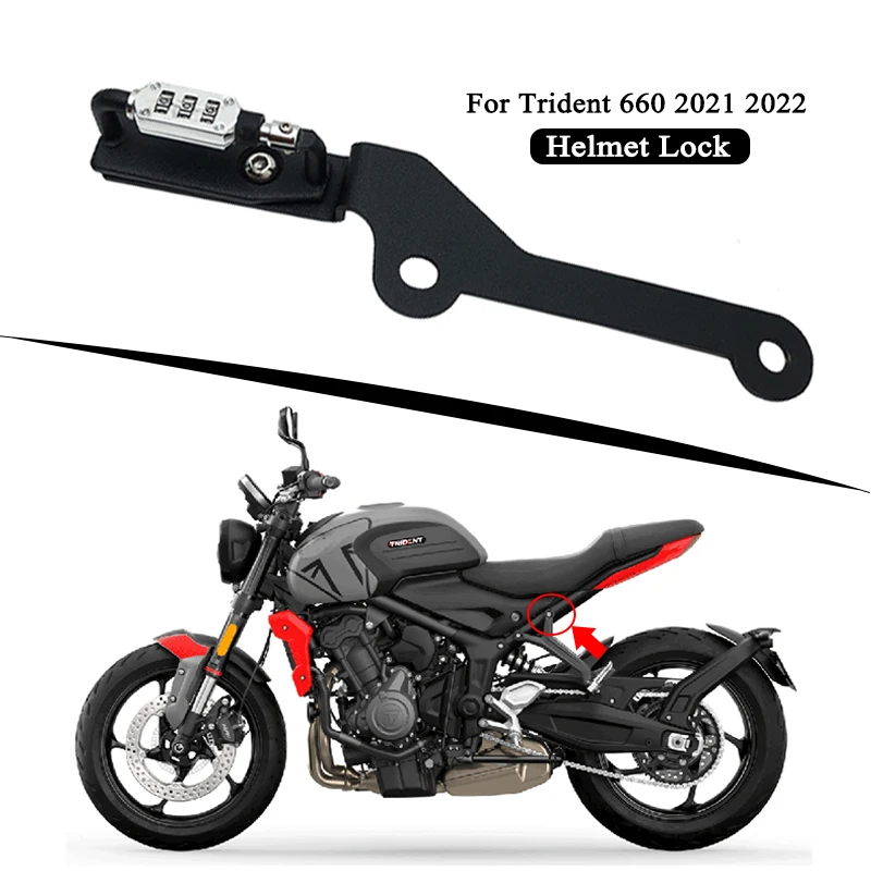 

Замок для мотоциклетного шлема с паролем, черный крючок для крепления, защита от кражи, подходит для Trident 660 trident660 2021 2022