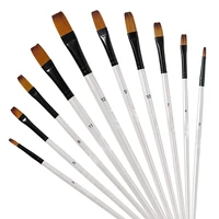 professional art paint brushes set 12pcs nylon flat paint brush for watercolor oil acrylic face body nail rock painting acrylic