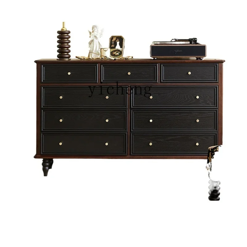 HD ретро сундук из цельного дерева маленькая квартира спальня прикроватный