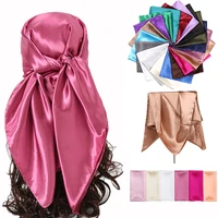 plain color square scarves for ladies male new candy colors silk scarf 9090cm autumn silk muffler muslim head scarves
