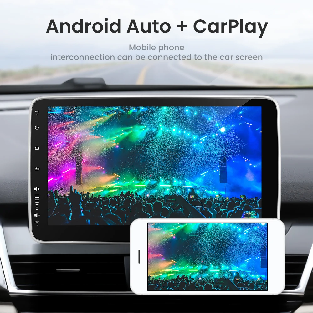 1din вращающийся на 360 ° экран UI Android 10 9/10 дюймов 4G Wifi FM RDS Bluetooth WiFi GPS навигация Carplay
