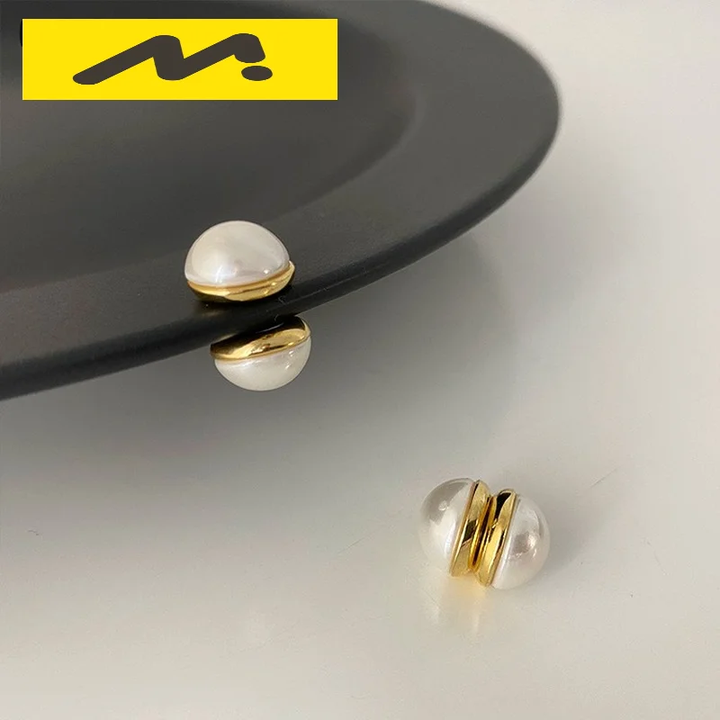 

Silver pin round bead earrings magnet pearl metal earrings female retro elegant no ear holes full with earrings earrings