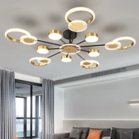 nordic led chandeliers luxury creative living room indoor lighting gold black dimmable with remote control home decoration 130w