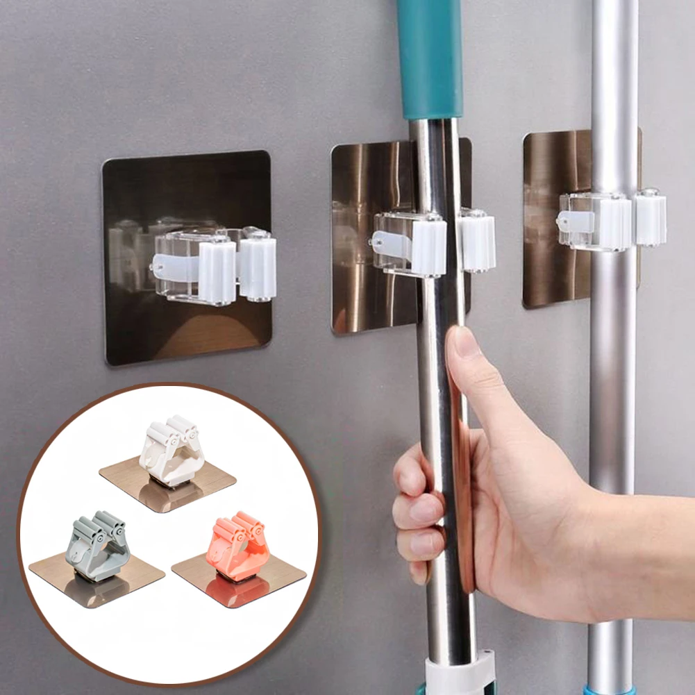 

Wall Mounted Mop Organizer Holder Brush Broom Hanger Home Storage Rack Bathroom Suction Hanging Pipe Hooks Home Tools