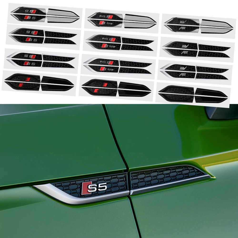 Фото 2 шт. 3D-эмблемы из ABS-пластика для AUDI S5 SLINE ABT RS5, декоративные наклейки на крылья автомобиля, аксессуары для тюнинга авто №1