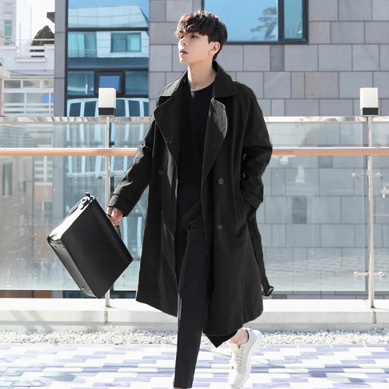 New Gifts 2022 Autumn And Winter Solid Color Lapel Wind Clothes Men'S Loose Coat Leisure College Ins Thin Jacket Fk10