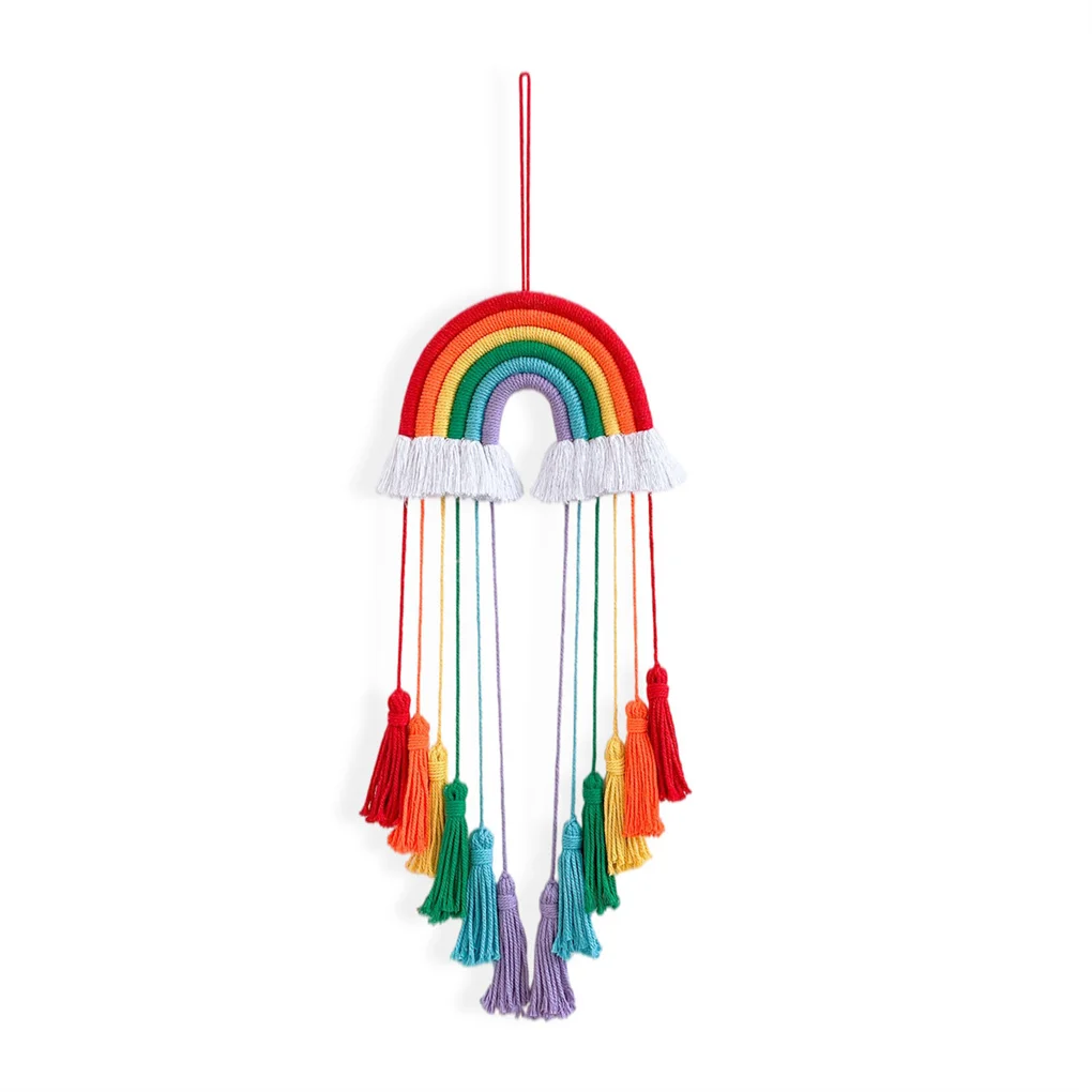 

Kids Bedroom Colorful Woven Rainbow Rustic Wall Decor Birthday Art Crafts Nursery Household Hanging Toddlers For Childrns'day