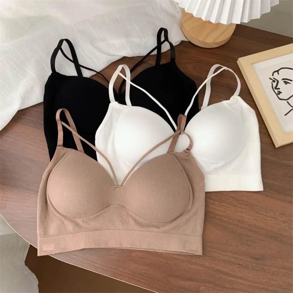 

Party Breathable Beach V neck Vest Hot Tops Slim Strap Bra Crop Tops Female Camisole Female Gathered Together Bra