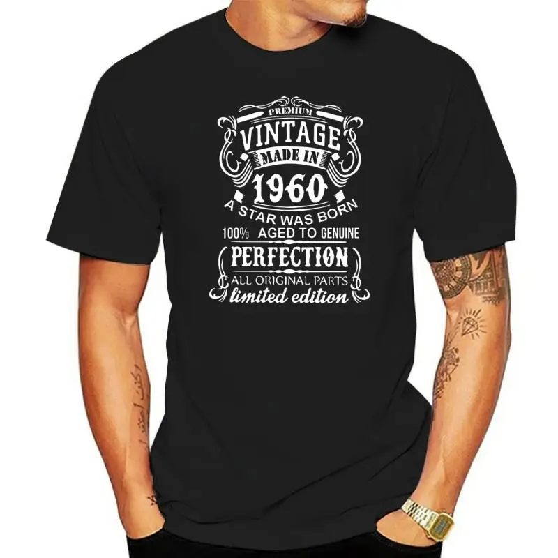 

Винтажные мужские футболки, сделанные в 1960 году, модные футболки, футболки с коротким рукавом для подарка на день рождения 62 года, хлопковые ...