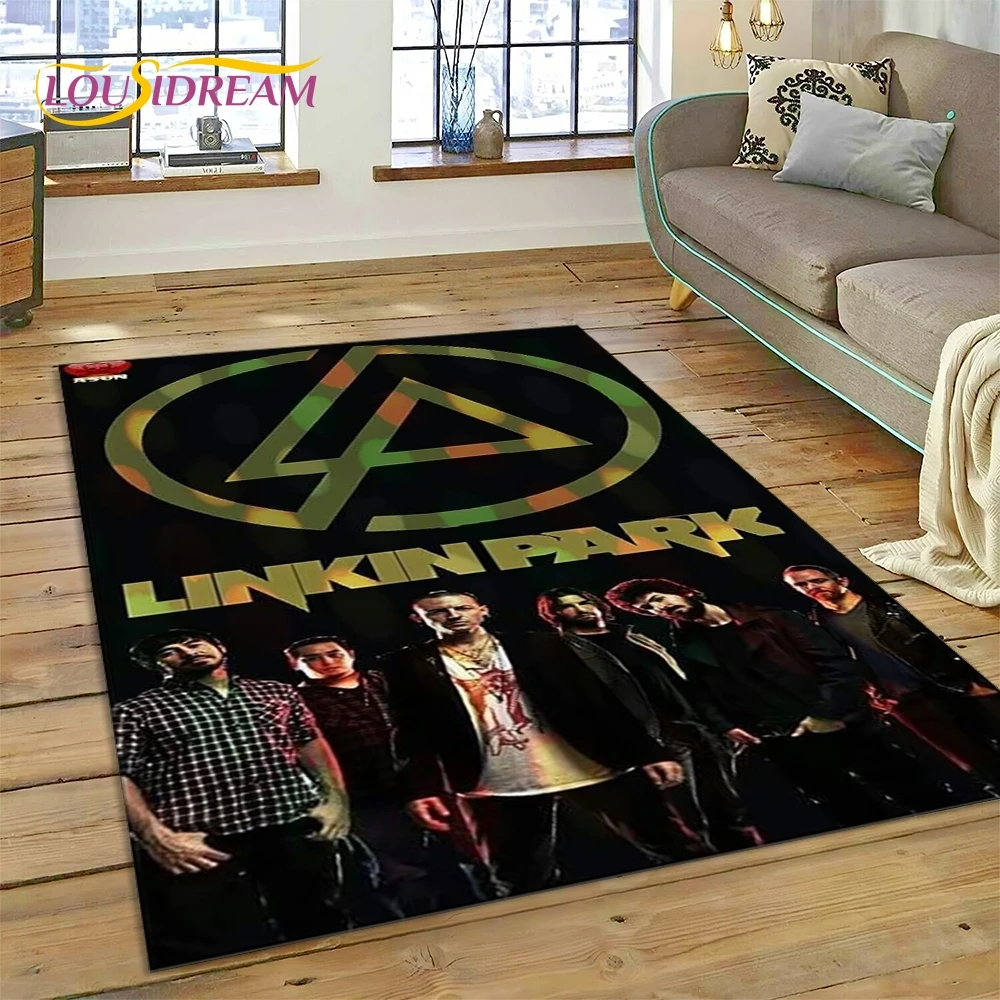 Фото Ковер HD Retro Rock Band 3D L-Linkin Park для гостиной, спальни, домашнего декора, напольный коврик, нескользящий декоративный коврик для дивана, придверный коврик №4