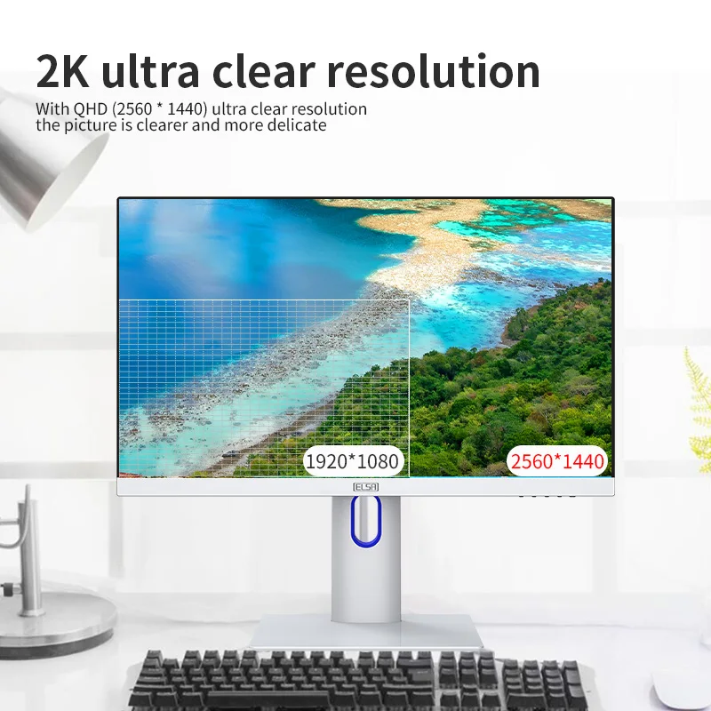 

ELSA 23.8 inch IPS QHD 2560*1440 monitor 75hz Desktop Screen DP/HDMI/Type-c Interface