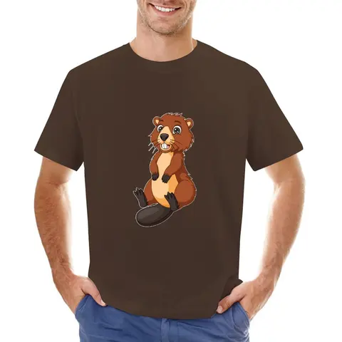 Футболка Beaver Design для любителей бобра, тяжелая футболка, быстросохнущая футболка, милые топы, Мужская хлопковая футболка