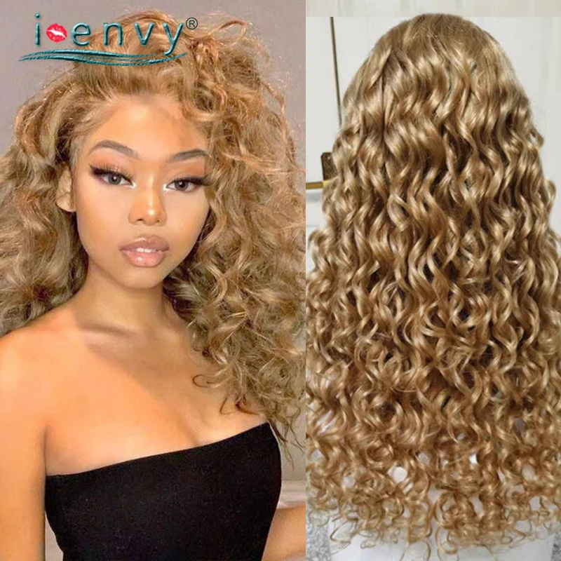 Honey Blonde Lace Front Wig Loose Deep Human Hair Wigs Short Curly Lace Frontal Wig Pre Pluck Peruvian Colored Blonde Human Hair