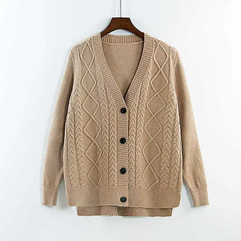 

2022 Cardigan Women Sweater Korean Fashion Loose Casual Vintage Spring Autumn V-Neck Solid Color Women Knit Cardigan D38