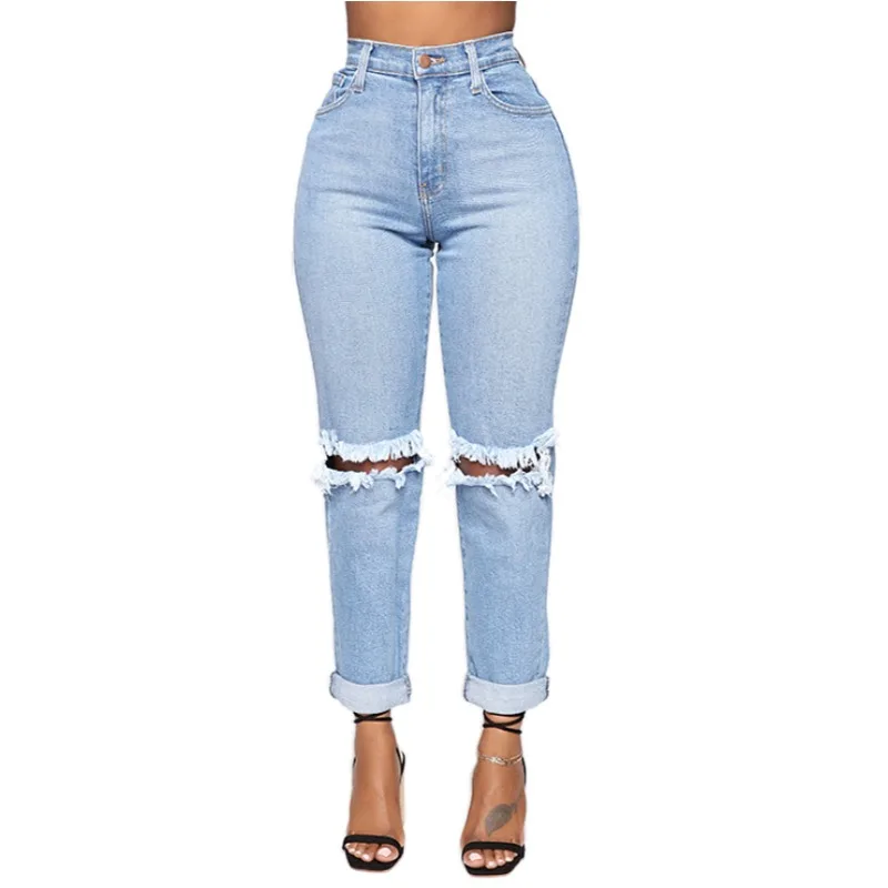 

Ripped Pants Women Jeans Large Size Boyfriend Jean Women Jeans Skinny Pants High Waist Mom Hole Jeans Straight Leg New Trousers