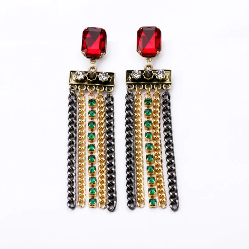 

Vintage Tassels Long Earrings For Women Big Artifical Crystal Oendientes Jewelry Free Shipping