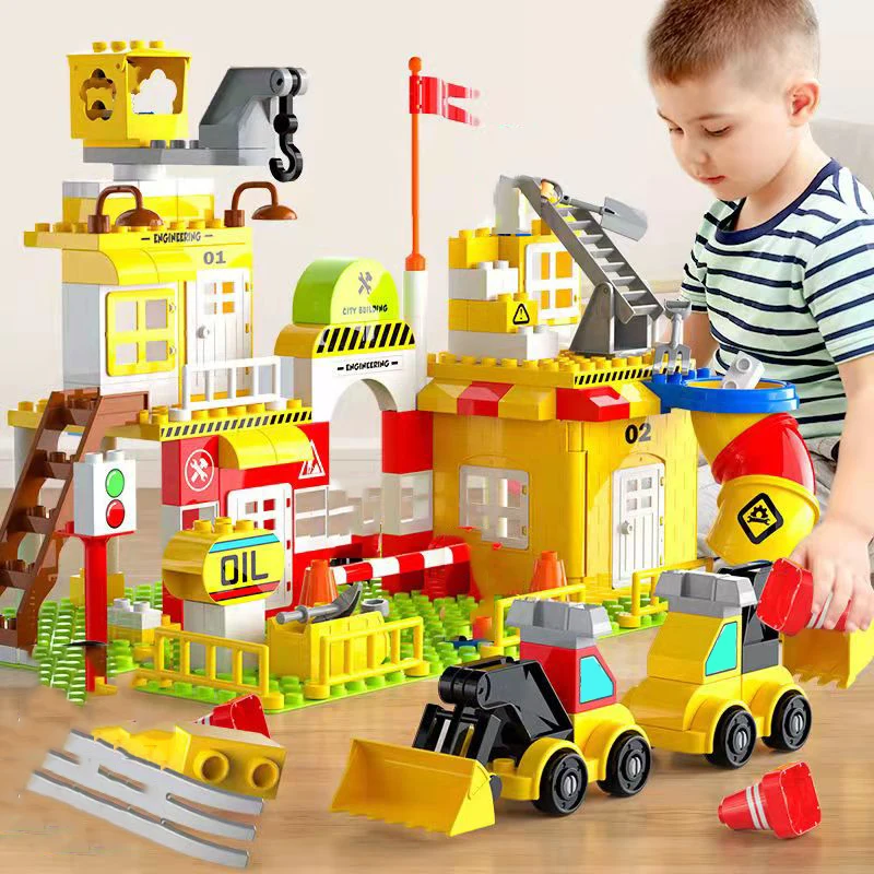 

City Series Engineering Assembled Model Bricks Fire Station Police Large Particle Building Blocks Toys for Children Shipping