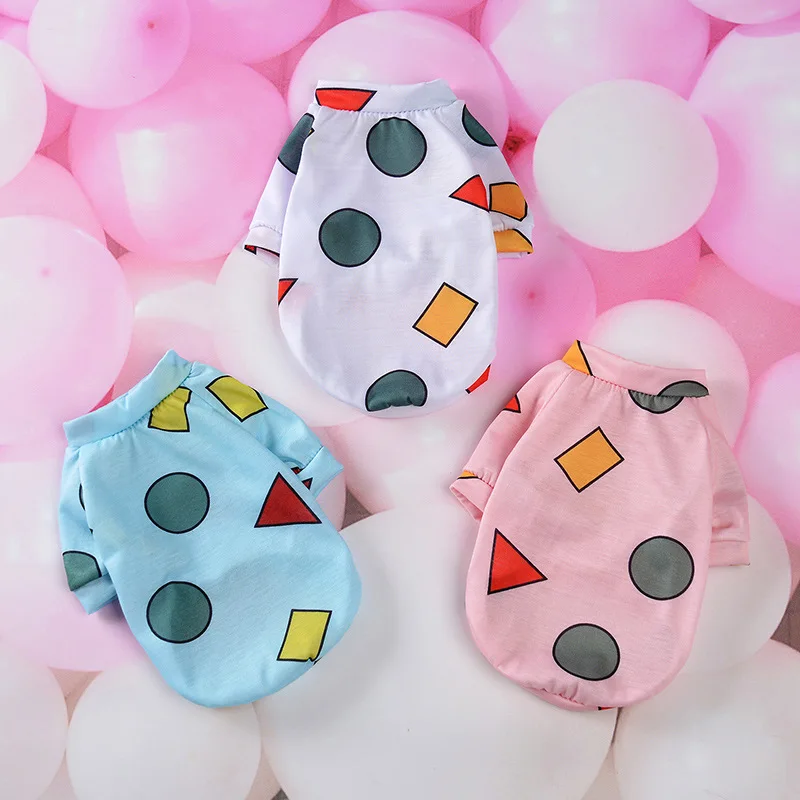 

Spring and Summer Pet Cats Dogs High Elastic T-shirt Thin Shirt Geometric Simple Small Dogs Cats Clothes