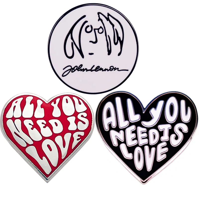 

Lennons All You Need Is Love Brooches Enamel Pin Brooch Badge Lapel Pins Hard Metal Alloy Jacket Decoration Ornaments Jewelry