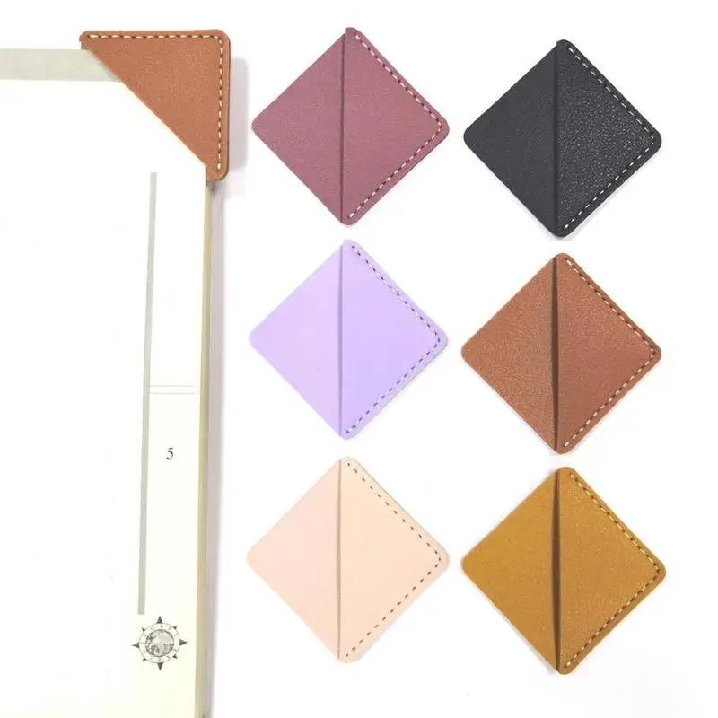 

Bookmark 6PCS Rhombus Bookmarks For Women PU Leather Rhombus Bookmark Corner Page Book Marks Book Reading Gift For Book Lovers