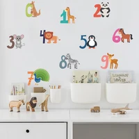 cartoon animals arabic numerals 0 9 childrens room kindergarten home wall decoration wall stickers wall decorations living room