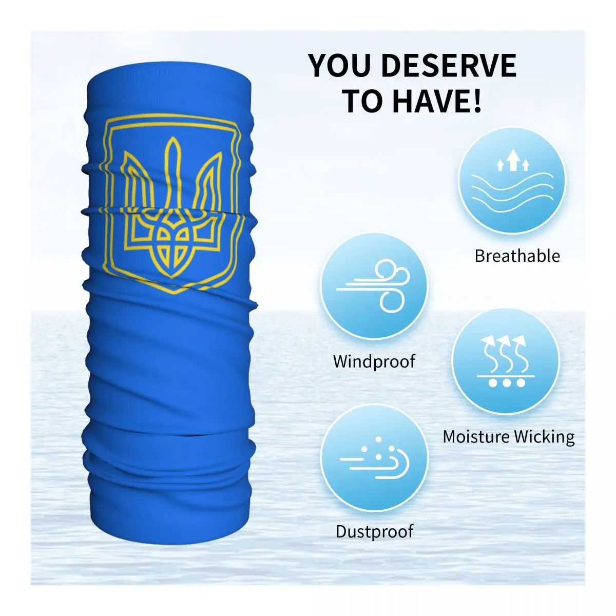 Украинский шарф-Бандана Tryzub теплый дышащий с принтом для туризма и езды на