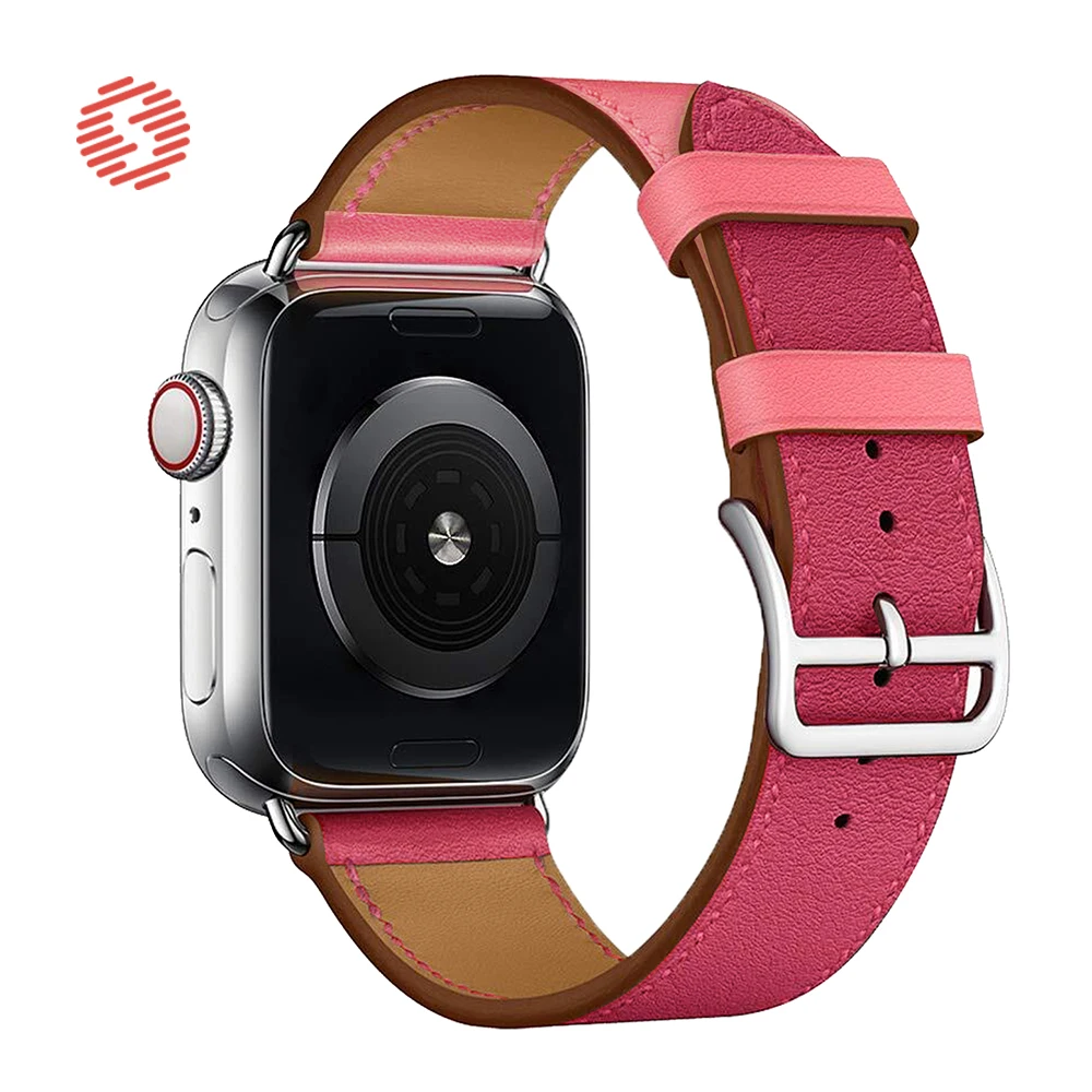 Ремешок кожаный ShengOne для Apple Watch 7 6 SE 5 4 45 44 42 мм изысканный двухцветный сменный