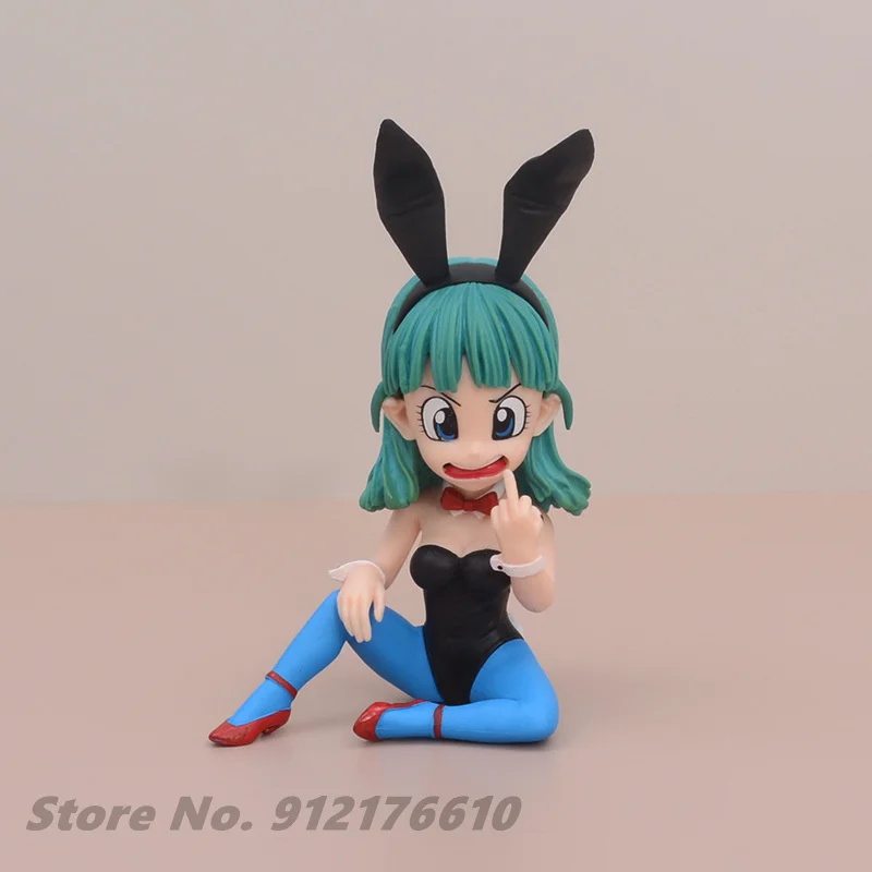 

Dragon Ball Bunny Girl Bulma Cute Figures Cartoon Model Sitting Erect Middle Finger Car Oranment High-Quality Figures Toy Doll