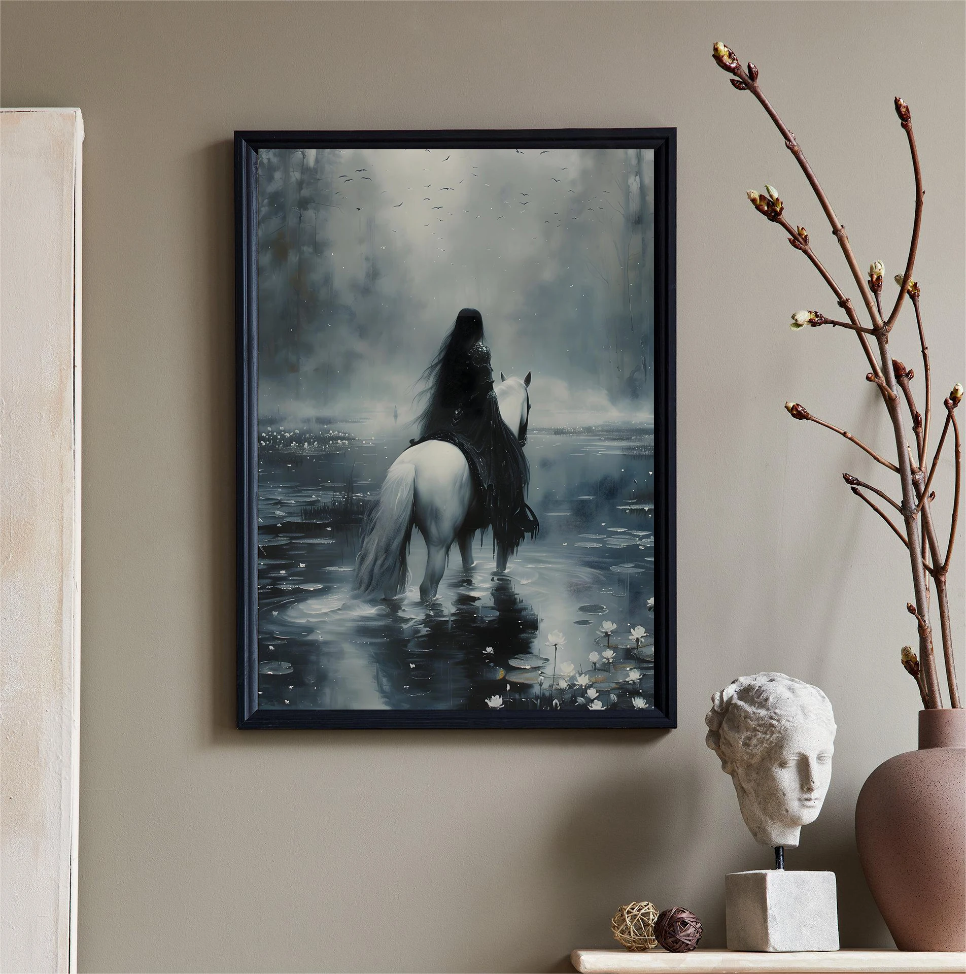 Портрет Принцессы в викторианском стиле Русалка Лотос пруд темная Академия