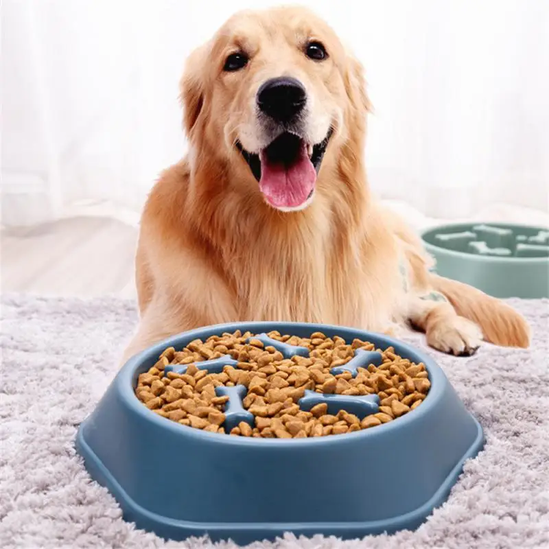 

Pet Dog Bowl Dog Slow Feeder Bowl Anti-Gulping Food Plate Anti Choking Slow Feeder Cute Bone Shape Design Bowl Supplies