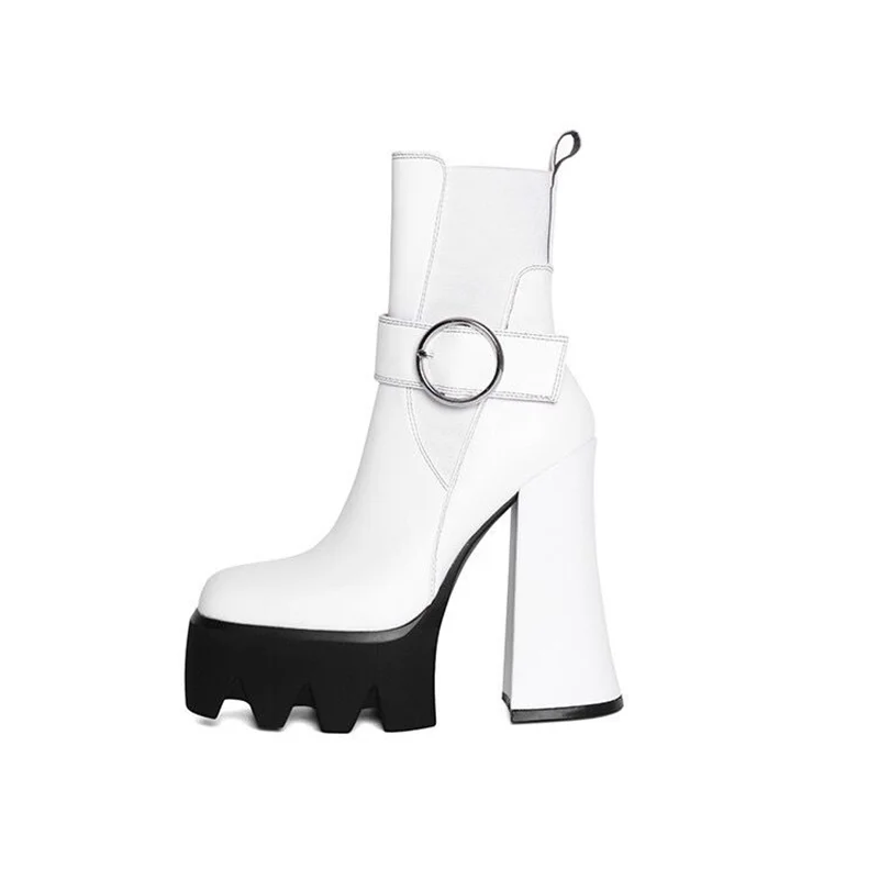 Ladies Boots For Winter Fashion Round Toe Buckle Ankle Boots For Women Platform Luxury Shoes Super High Heel Sexy Female Booties