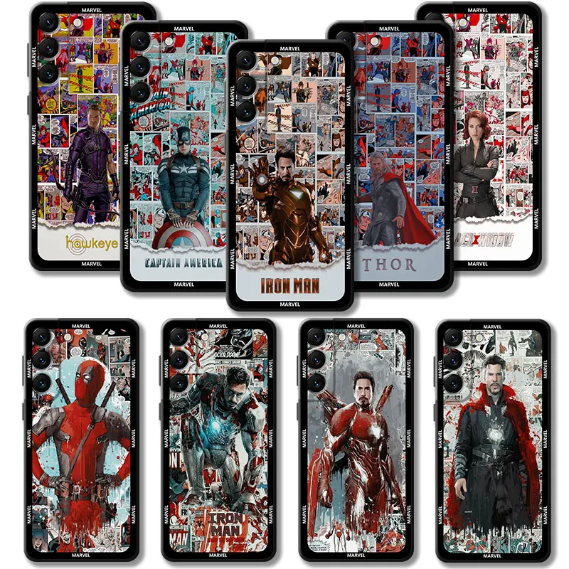 

Phone Case For Samsung Galaxy S23 S22 S21 S20 FE Ultra S10 S9 S8 Plus Note 20Ultra 10Plus Marvel Avengers Heros Fashion Post