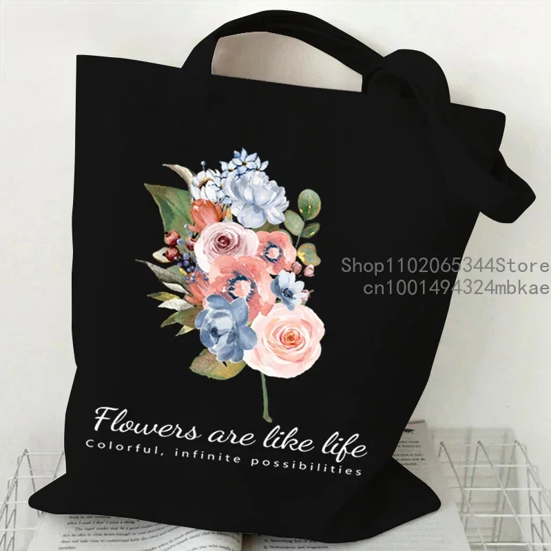 Холщовая большая сумка Flowers Are Like Life женская на плечо винтажная с полевым цветком