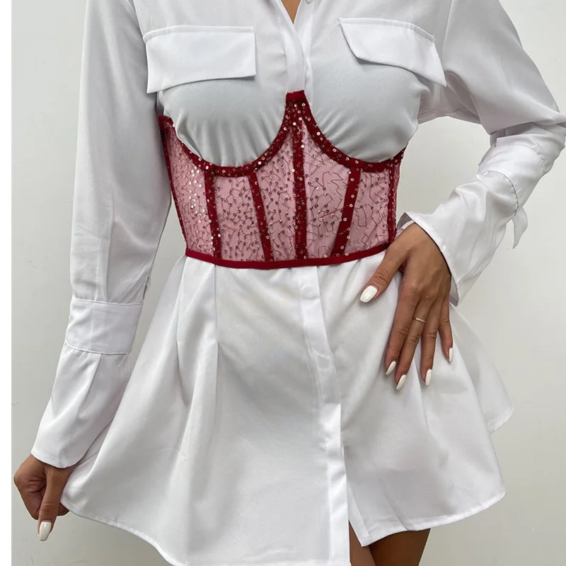 Модный корсет для женщин с шнуровкой под грудью, поясом-куммербундом, украшенный бандажным поясом, весенне-летний уличный стиль 2022 года.