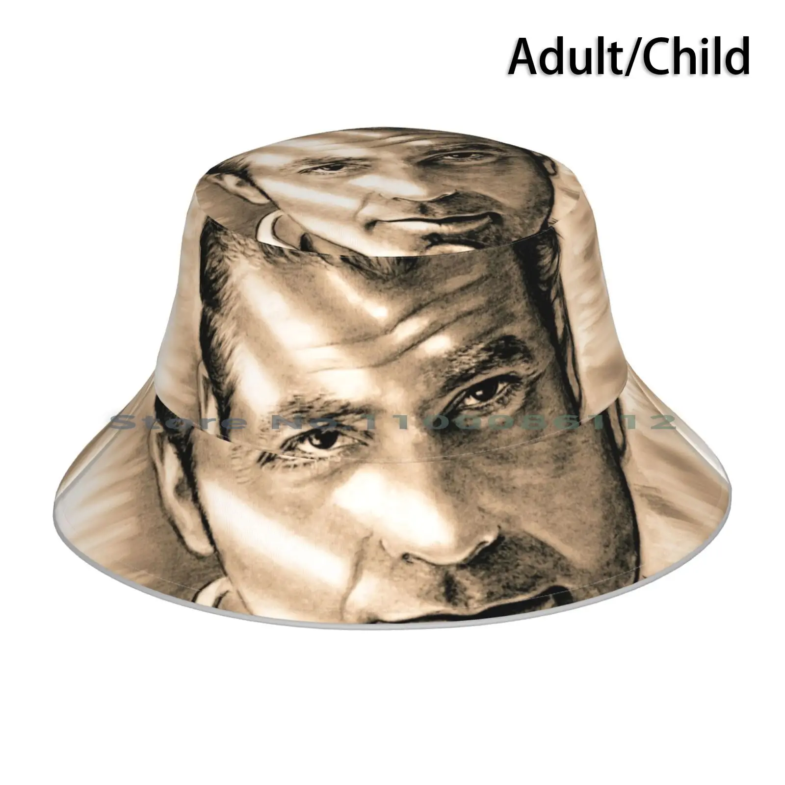 Солнечная кепка с ведром в стиле антикварного портрета Клуни Джорджа, известного актера, на которой изображены реалистичные знаменитости.