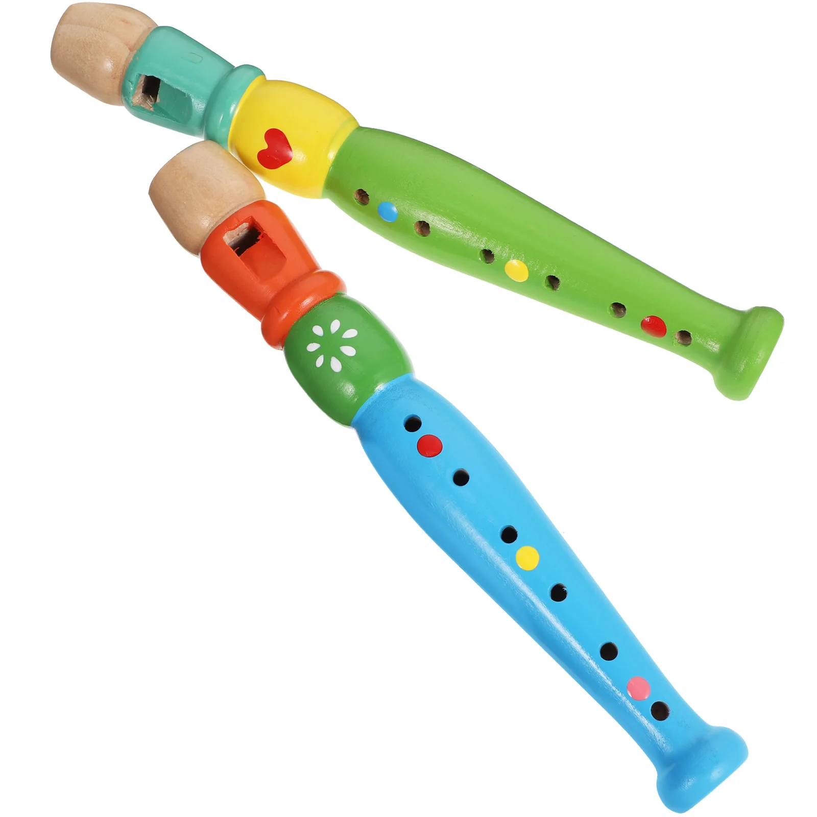 

2 Pcs Harmonica 6 Hole Piccolo Infant Wooden Playset Flutes Musical Instrument Instruments
