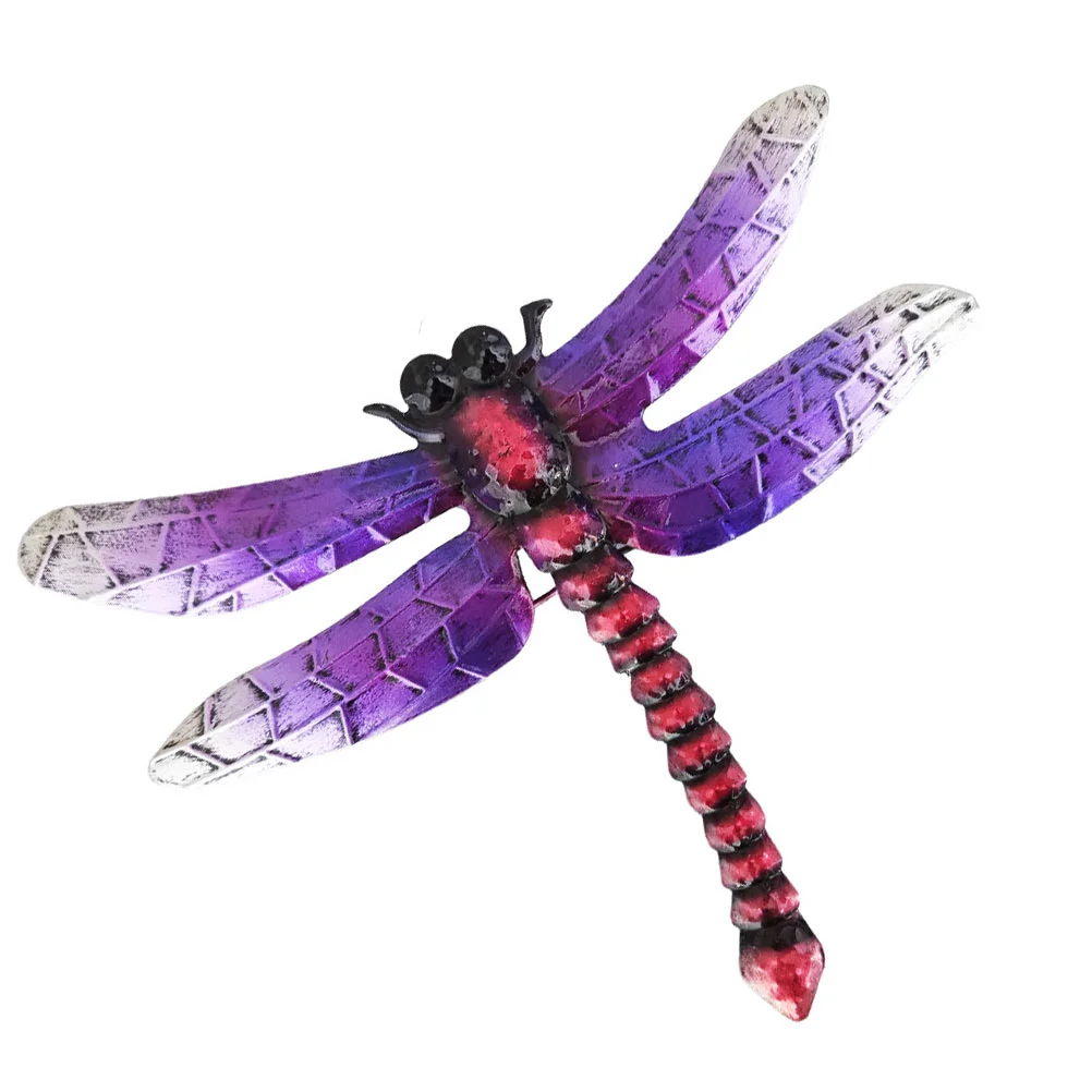 

Dragonfly Outdoor Decor Metal Wall Hanging Craft Decorative 22.5X19CM Purple Wrought Iron Adornment Decoration