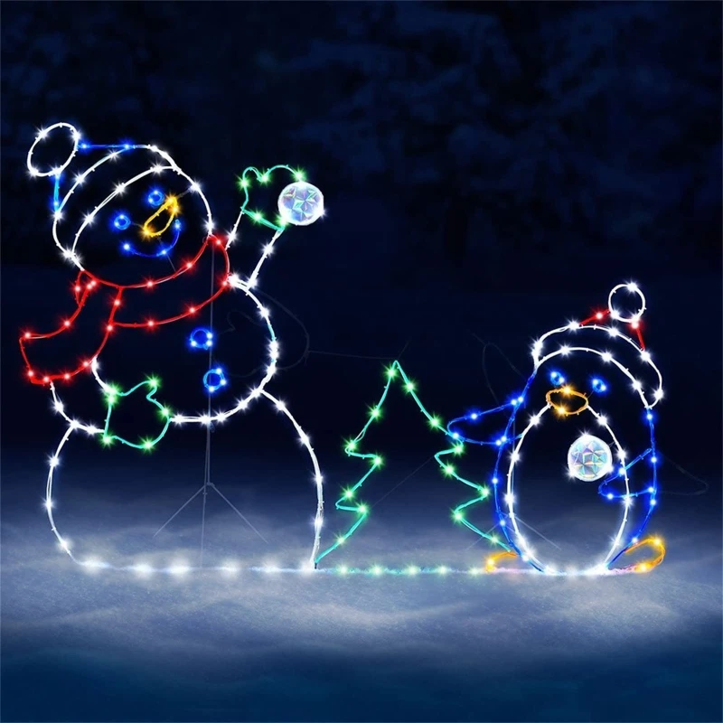 

Christmas Fun Animated Snowball Fight Light String Outdoor Garden Snow Glowing Decorative Frame Winter Christmas Decor