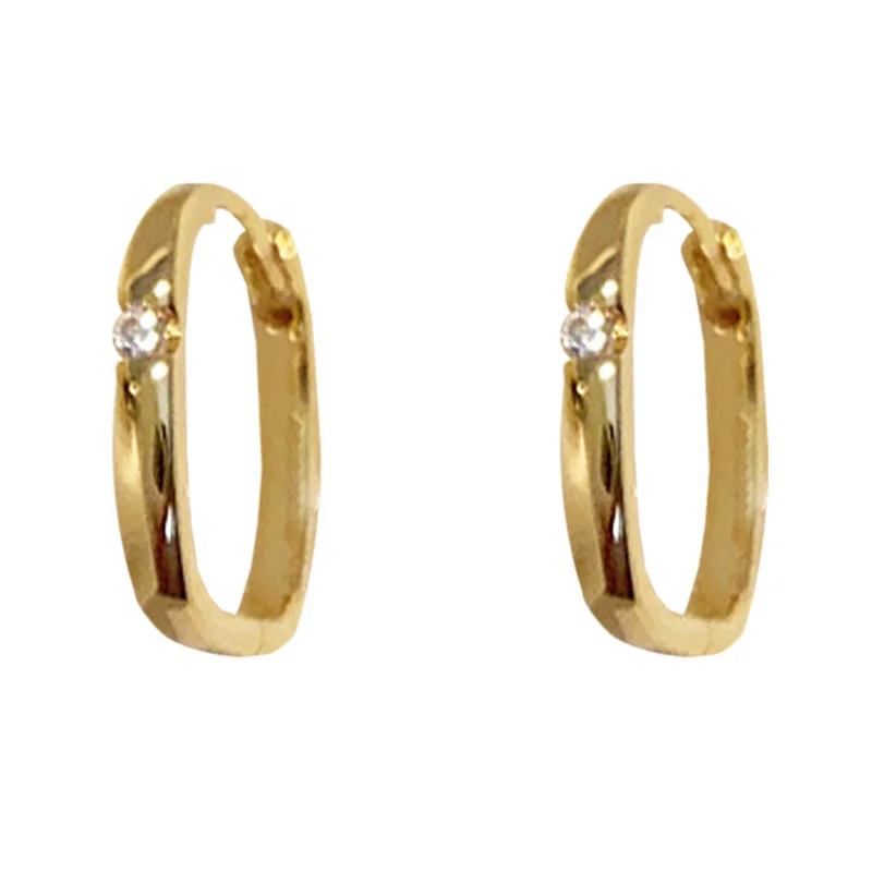 

Fashion Geometric Square With Cubic Zirconia Hoop Earrings Gold Metal Small Bling Crystal Ear Buckle Earrings Jewelry For Women