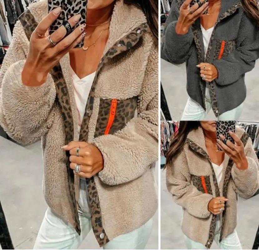 2023 Winter Warm Patchwork Hoodie Sweatshirt Loose Zipper Long Sleeve Pocket Stitching Plush Jacket Ladies Clothes