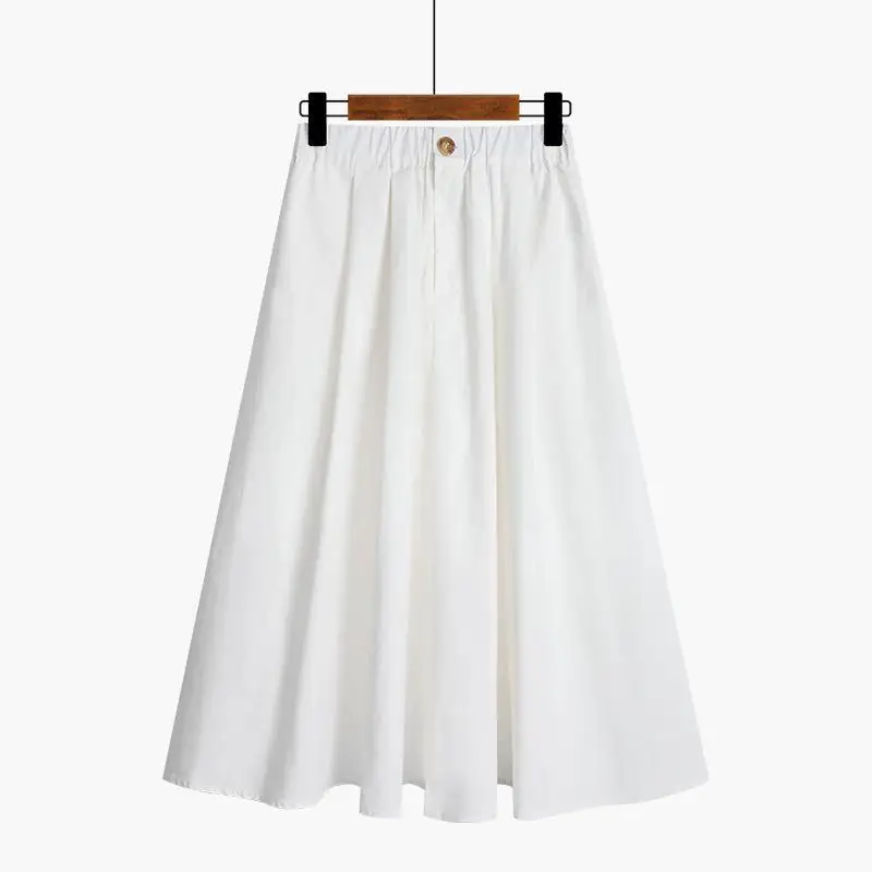 Skirt 2023 Woman Fashion New Mid-length Skirt Female Casual All-match High-waist Slim A-line Skirt Pleated Casual Skirt G213 images - 6