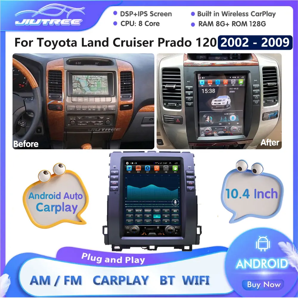 

Автомобильный радиоприемник для Lexus GX470, автомобильный стерео Мультимедийный плеер для Toyota Land Cruiser Prado 120 2002-2009, android, автомобильный Google carplay