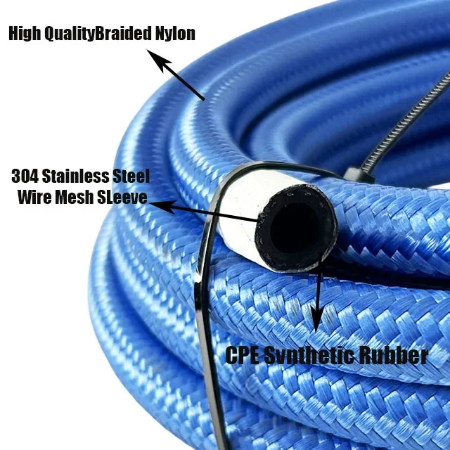 

AN4 ~ AN20 Универсальный топливный шланг Масло Газовый радиатор Шланг Трубка Трубка Нейлон Нержавеющая сталь Плетеный внутри CPE Резина 6 цветов