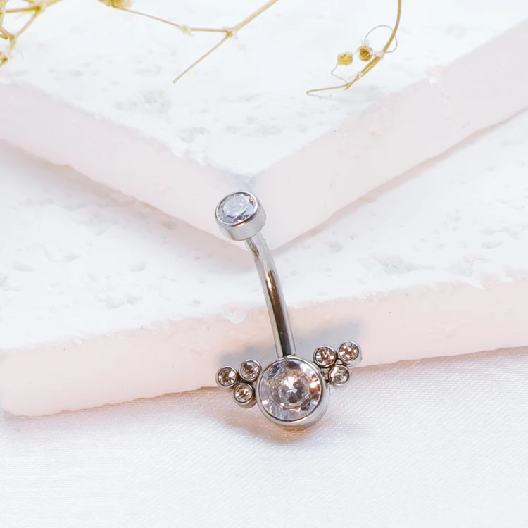 

F136 Titanium Belly Button Piercings Septum for Women Zircon Sexy Hinged Segment 16G Navel Rings Body Jewelry Charming Wholesale