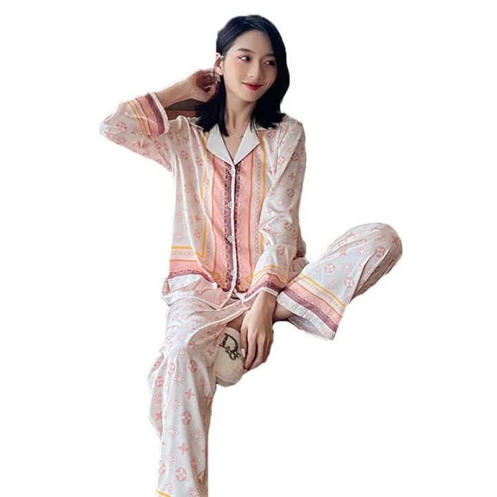 New Women's Pajamas Lively Lovely Comfortable Long Sleeved Suit Nightwear Cardigan Home Clothes Lady Sleepwear Nightgown
