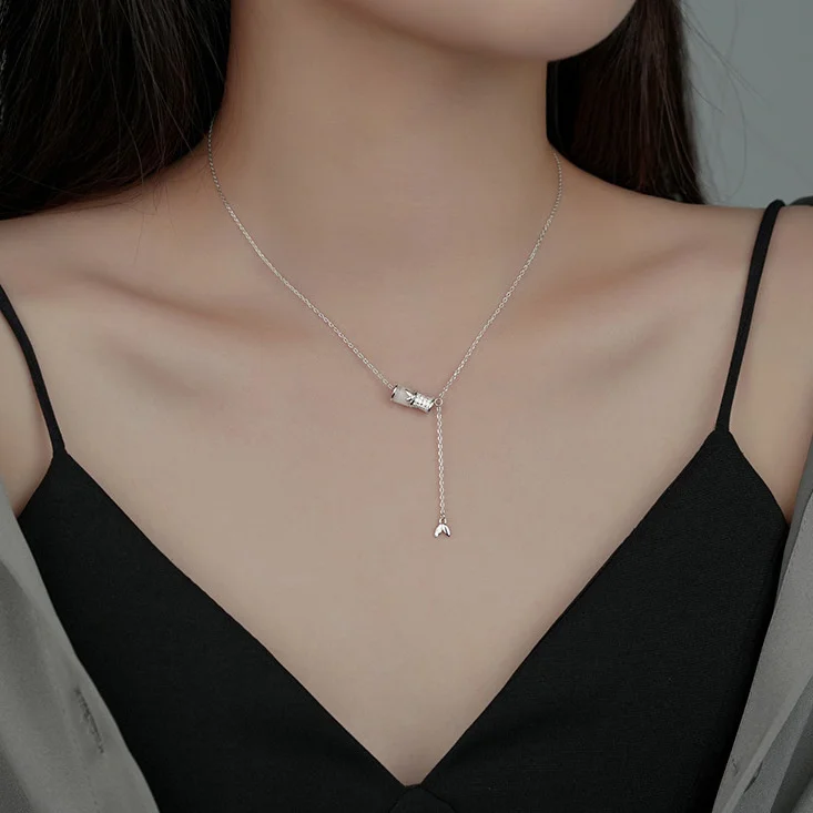 

Tijing has enough 925 silver necklaces, female Hetian Yuguofeng, student lovers, lettering collarbone chains